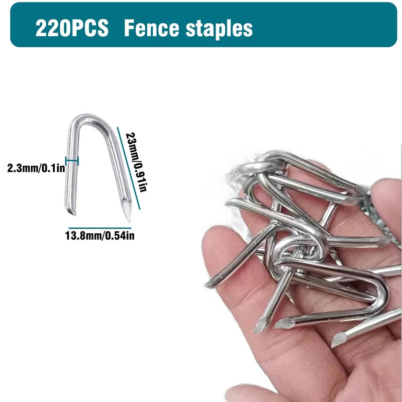 Allwin 220 Pcs Heavy Duty Fencing Staples - U-Shaped Wire Fencing Nails for Mesh, Chain Link & Woven Fence | Carbon Steel with Anti-Rust Coating, Galvanized - Image 2